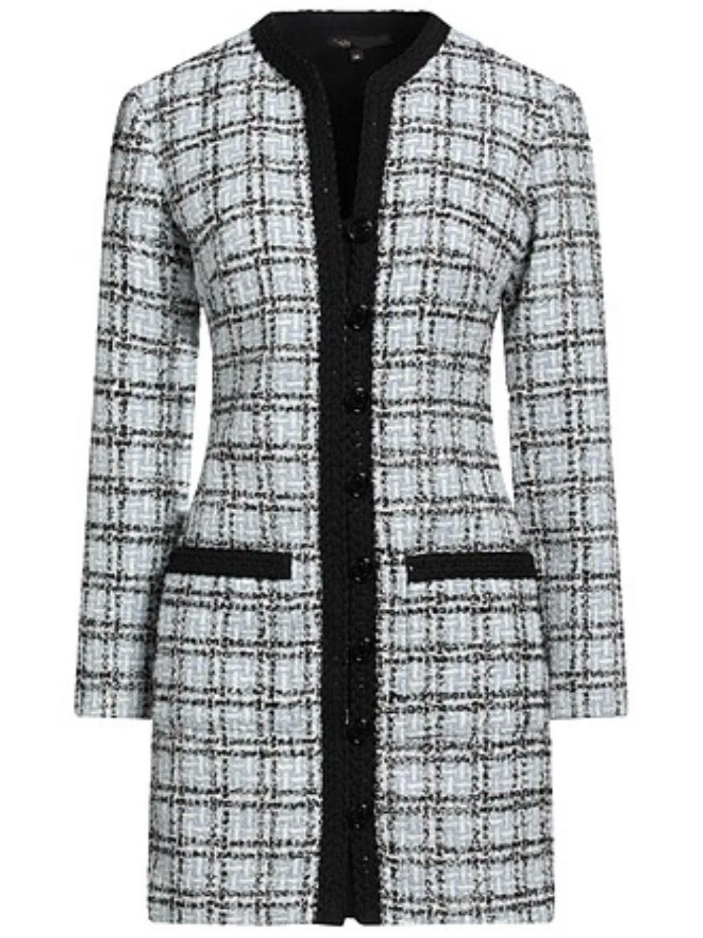 Maje Black and blue White Tweed Longline Blazer long33 inches pit to pit18